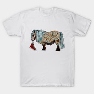 Shetland pony with a sneaker T-Shirt